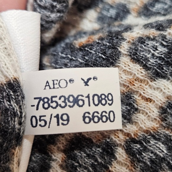 American Eagle Leopard Print Ribbed Short Sleeve Stretchy Crop Top Size‎ Large - Picture 10 of 10